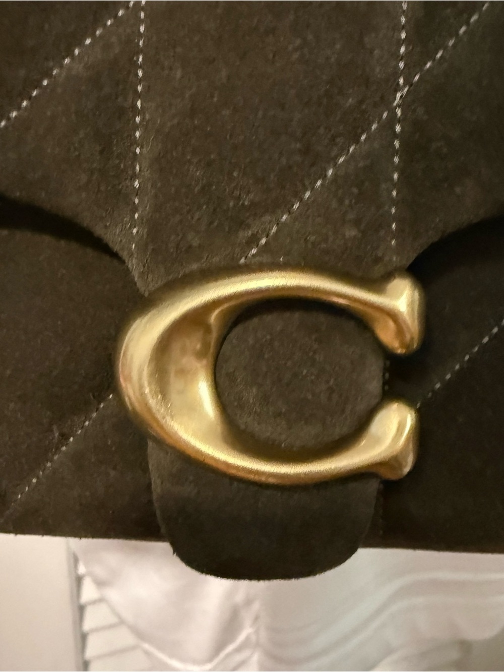 Coach Tabby 2026 Quilted Shoulder Bag in Olive Green Swede with Gold Hardware! 😍 - Picture 3 of 14